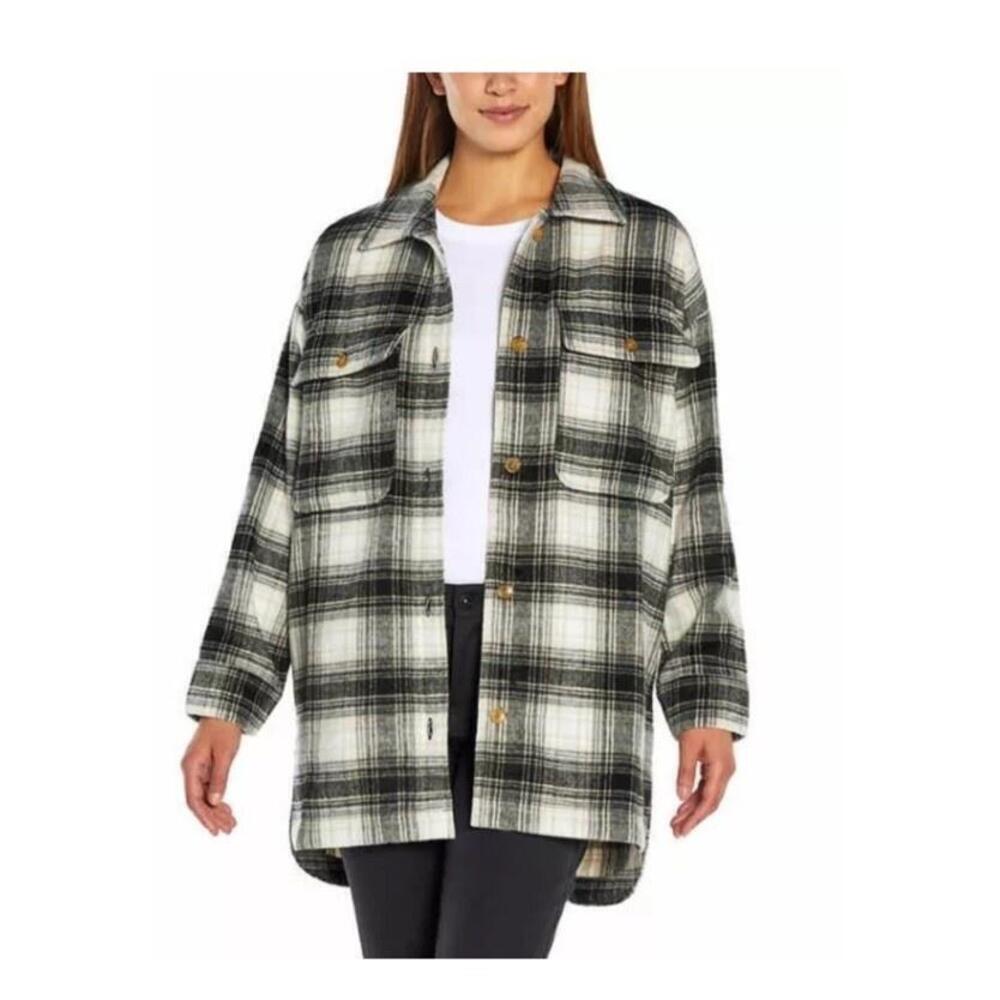 Banana Republic Ladies' Shirt Jacket - BLACK PLAID SIZE XXL  S9